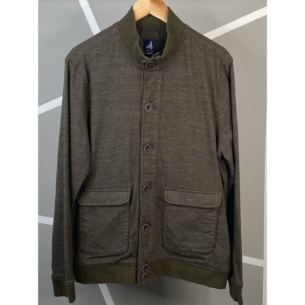 Johnnie O Slub Wool Blend Bomber Jacket Men’s M Full Button Pine Green
